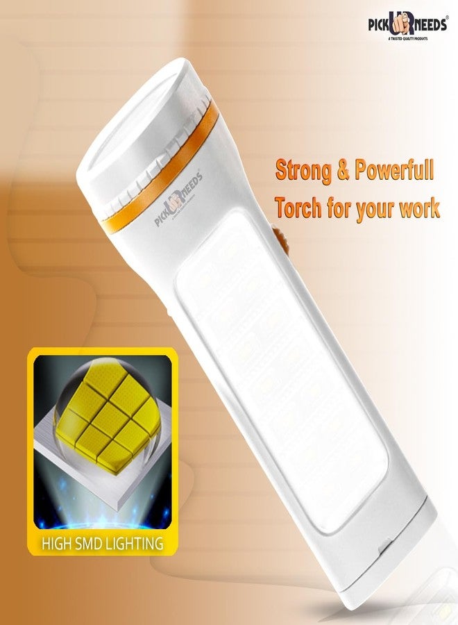 Pick Ur Needs Rechargeable 35W + 14SMD Long Range Torch Emergency Search Light Lamp with Sliding Plug for Charge - Image 3